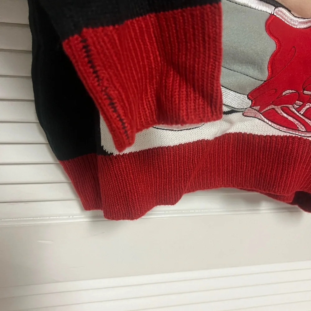 Ugly Christmas Sweater Black and Red Santa Crewneck - Picture 8 of 10